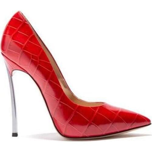 Unisex Men Women Sexy Crocodile pattern Pointed Toe Stiletto Heel Pumps Red Nude Dress Pumps Size 41 42 43 44 45 US 9 10 12 13