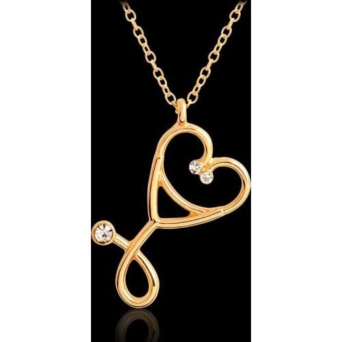 Unique Stethoscope Necklace for Women Heart Stethoscope Pendant Necklace Doctor Nurse Graduation Medical Jewerly Gift Bijoux