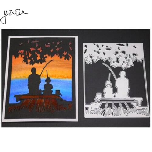 YINISE Metal Cutting Dies For Scrapbooking Stencils DIE CUT DIY Album Cards Decoration Embossing Folder Die Cuts FATHER SON FISH