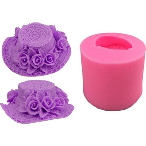 Roses Hat Chocolate Fondant Cake Pastry Biscuits Mould Clay Soap Ice Cube Molds Baking Cake Decoration Kitchen Tools