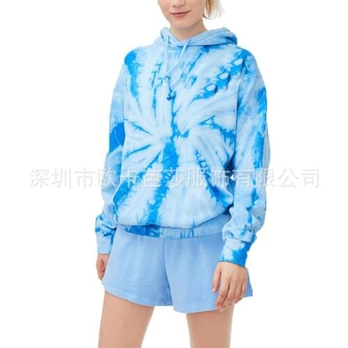 Women Tie Dye Hoodie Sweatshirts Autumn Long Sleeve Tops 2021 Oversize Ladies Pullover Casual Loose Pocket Hooded Ladies Hoodies