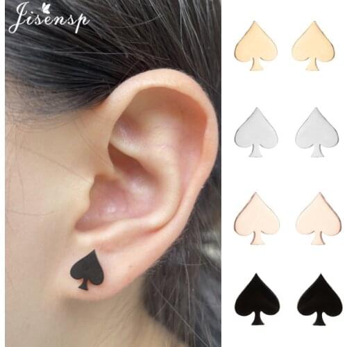 Rock Funny Poker Spade Heart Shaped Earrings for Women Men Personality Stainless Steel Jewelry Club Party Gifts kolczyki