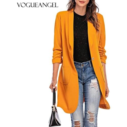 VogueAngel Office Ladies Casual White Blazer Women Spring Black Oversized Blazer Jacket Female Elegant Business Short Green Coat