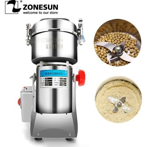 ZONESUN 800g Chinese Medicine Grinder Stainless Steel Household Electric Flour Mill Powder Machine Small Food Grinder Machine