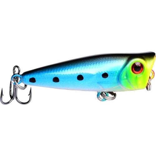 1PCS 3D Eyes Lifelike Fishing Lure 5cm 4.8g 8# Hooks Pesca Fish Popper Lures Wobbler Isca Artificial Hard Bait Swimbait