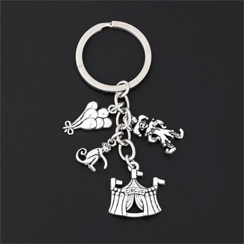 1Pc New Arrived Circus Clown Cry Smiley Glamour Keychain Amusement Park Pendant Keyring For Kid Gift Jewelry Accessories E2697