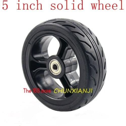 High quality 2 pcs 5 inch solid wheel tire 5'' tubeless wheel tyre for electric scooters strollers trolley wheelchairs