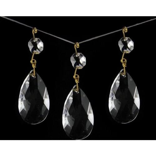 20pcs/lot Lustre de cristal 50mm Teardrop Crystal Clear Ornaments Crystals Chandelier Parts Lighting Pendant With Gold Pin