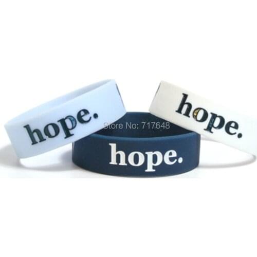 300pcs one inch Hope wristband silicone bracelets rubber cuff wrist bands bangle free shipping by FEDEX