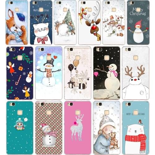 38AA happy New Year merry Christmas Soft TPU Case Cover For Huawei P8 P9 Lite 2017 Mate 10 20 Lite