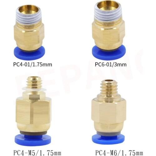 3D Peinter Parts Pneumatic Fittings PC4-M6 Many Type for 4mm PTFE Tube Connector Coupler PC4-M5 PC4-01 PC6-01