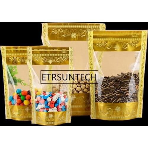 500pcs High grade printed flower transparent self supporting bag self sealing bag dry goods melon tea bag food packaging bags