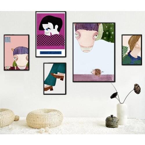 Abstract Minimalist Cartoon Canvas Painting Nordic Modern Home Decoration Funny Posters and Prints Living Room Wall Art Pictures