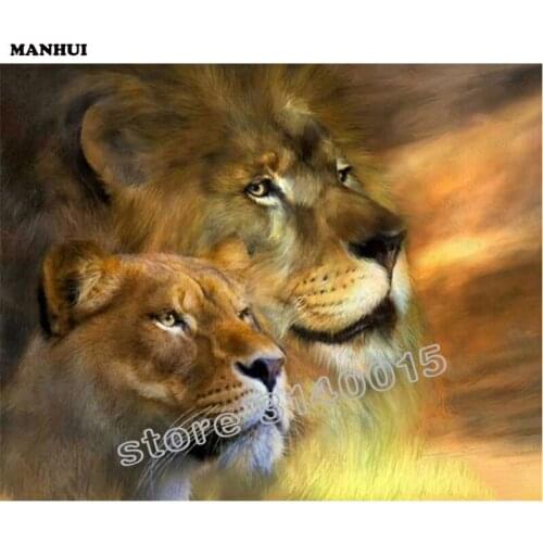 Full Square Diamond 5D DIY Diamond Painting Animal Lions head Embroidery Cross Stitch Rhinestone Mosaic Painting Decor BFC382