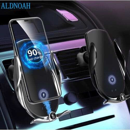 ALDNOAH 15W Fast Wireless Car Charger For iPhone 12 11 Pro XS Max XR 8 Samsung S21 S20 S10 Automatic Clamping Car Phone Holder