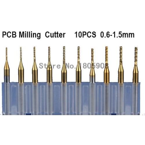 Free shipping,higher quality 10pcs 0.6-1.5mm PCB milling cutter, pcb drill bits imported TIN coating, coating pcb milling tools
