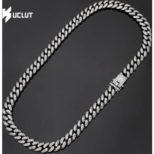 Men Hip Hop Iced Out Bling Full Pave Rhinstones Chain Necklace Fashion CZ Miami Cuban Chains Necklaces Hiphop for Unisex Jewelry