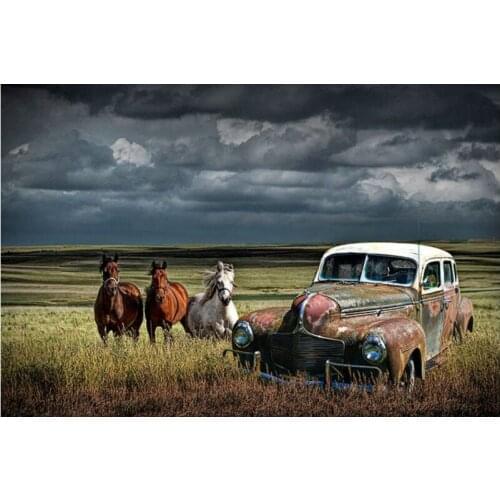 DIY 5D Diamond Embroidery scenery Pattern diamond Paintings cross stitch Cart and horse picture Rhinestones Diamond Mosaic Kits