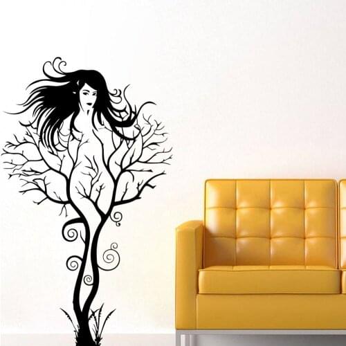 Home Decor Wall Stickers Creative Sexy Girl Tree Removable Wall Decals vinyl Mural Art Stickers for Living Room adesivo GW-71