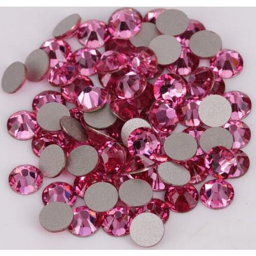 Good Quality ss3-ss34 Rose Flat Back Nail Art Glue On Crystal Stones / Non Hotfix Rhinestones