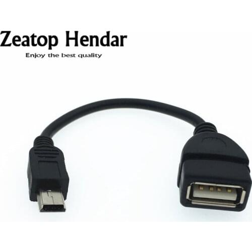 1Pcs 10cm Black 5Pin Mini USB Male to USB 2.0 Type A Female OTG Host Adapter OTG Cable for Cellphone Tablet MP3 MP4 Camera