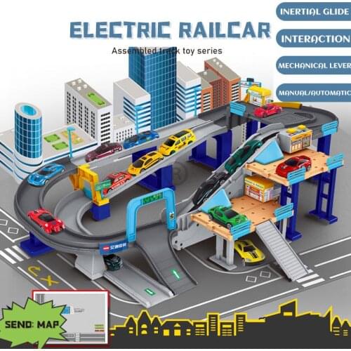 City Overpass Highway Toy Parent-child Interactive Electric Track Childrens Educational Toys Diy Inertial Track Toy