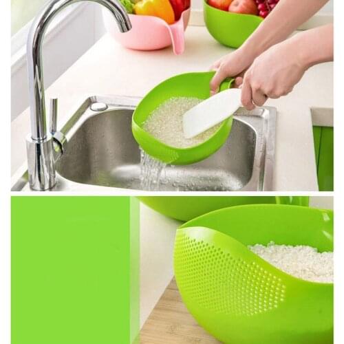Tools Food Beans Sieve Fruit Bowl Drainer Cleaning Rice Sieve Plastic Colander Sieve Rice Washing Filter Strainer Basket Kitchen