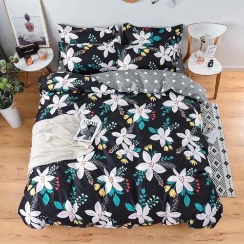 Chinese Black Duvet Cover 220x240 Pillowcase 3Pcs,Quilt Cover Bed Cover,With flower pattern Bedding Set Blanket Cover, Bed sheet