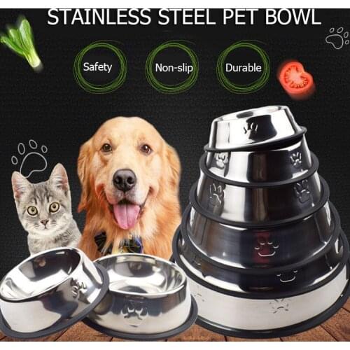 Classic Pet Bowl Foot Print Dog Stainless Steel Bowls Feeding Supplies Cat Feeding Food Bowl Water Drinking Pet Feeding Supplies