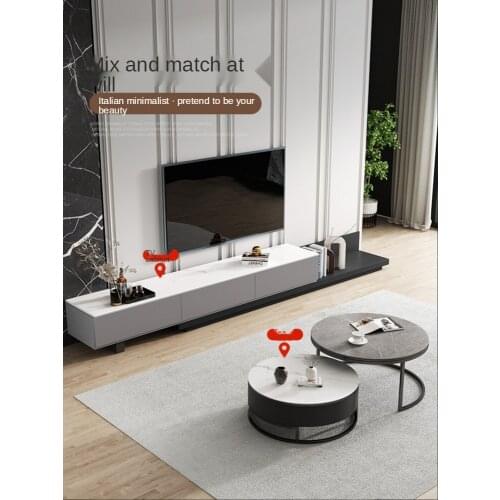 Plate round coffee table TV cabinet combination small apartment Nordic style light luxury coffee table living room home