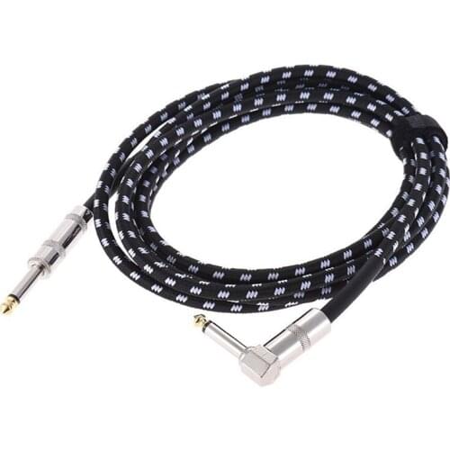 HOT 3 Meters/10 Feet Electric Guitar Bass Musical Instrument Cable Cord 1/4 Inch Straight to Right Angle Plug Woven Jacket