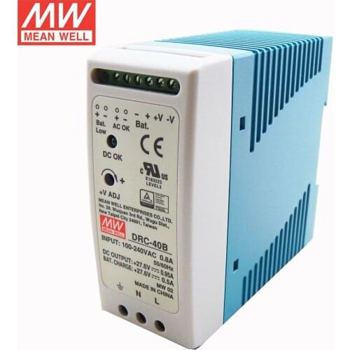 MEAN WELL DRC-40A DRC-40B 13.8V 27.6V 40W Original UPS DIN Rail Security Industry Or Battery systerms Switching Power Supply