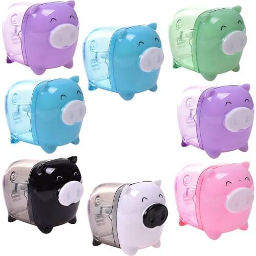 Multi Colors Plastic Mini Cute Happy Pig Pencil Sharpener