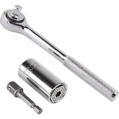 Torque Wrench Head Set Socket Sleeve 7-19mm Universal Power Drill Ratchet Bushing Spanner Key Magic Grip Multi Hand Tools