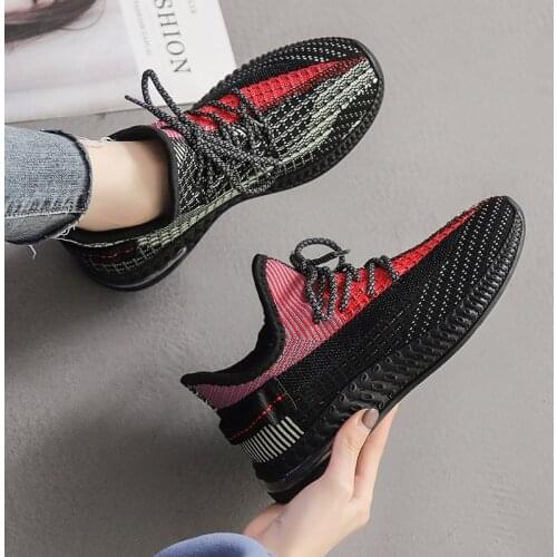 New fashion flying woven mesh non-slip soles casual sports womens shoes coconut shoes running fitness all-match womens shoes