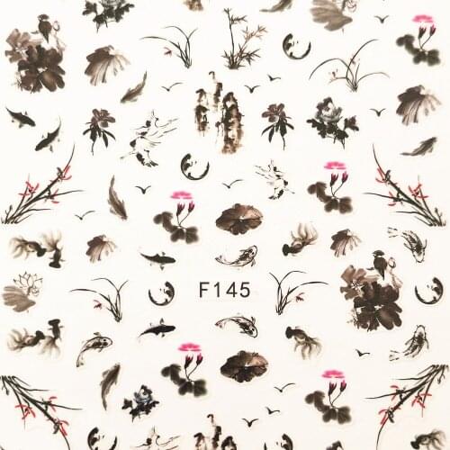 Newest F-145 chinese style 3d nail stickers back glue DIY nail decal decoration tools for nail tips