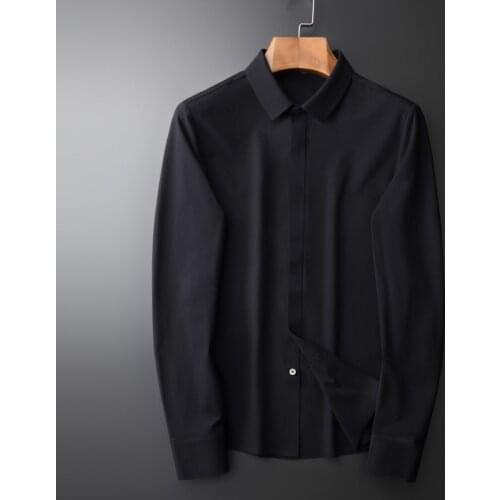 New Black Mens Shirts High Quality Long Sleeve Solid Color Casual Party Man Shirts Plus Size 4xl Fashion Slim Fit Man Shirts