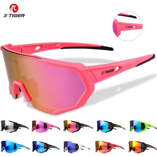 X-TIGER Women 5 Lens Polarized Cycling Glasses Road Bike Cycling Eyewear Cycling Sunglasses MTB Bicycle Cycling Goggle 2021