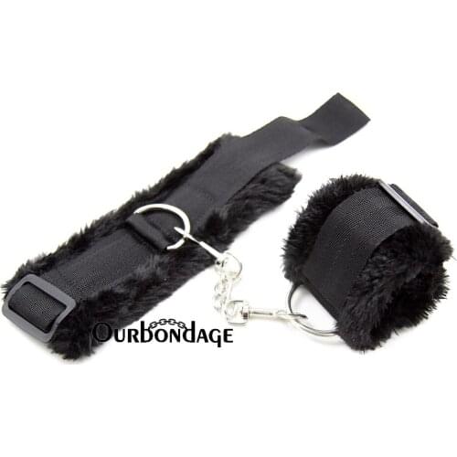 Ourbondage 3 Color Plush Inner Nylon Strap BDSM Fetish Bondage Hook Connecter Wrist Ankle Cuffs Restraints For Adult Sex Toy