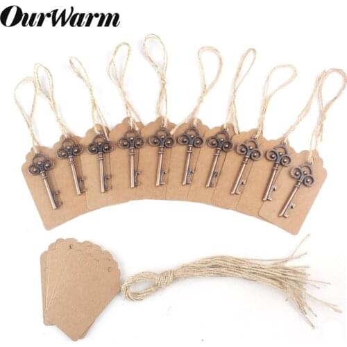 OurWarm 50/30Pcs Wedding Souvenirs Skeleton Bottle Opener + Tags Vintage Wedding Favors and Gifts for Guest Party Decoration