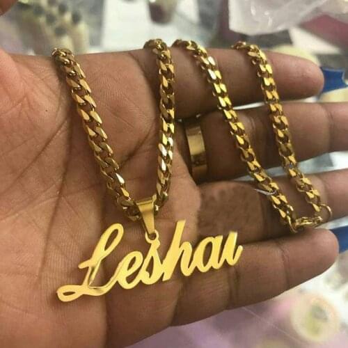 4MM Cuban Chain Custom Name Necklace Women Men Punk Jewelry Stainless Steel Nameplate Necklaces Pendants Customized Gift Bijoux