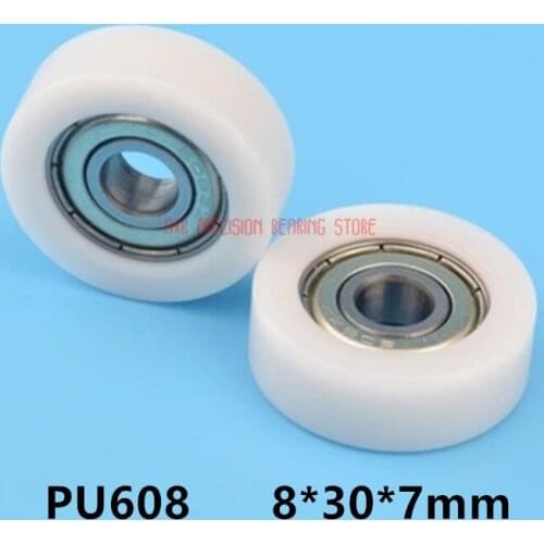 Plastic bearing nylon wheel roller pulley10 pcs U Nylon plastic Embedded 608 Groove Ball Bearings 8*30*7mm Guide Pulley