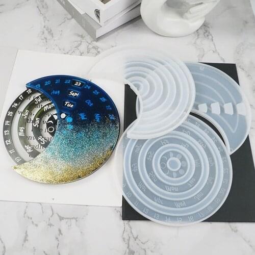 DIY Crystal Epoxy Resin Mold Calendar Hanging Plate Perpetual Calendar Listing Silicone Making Supplies For Resin Living Room