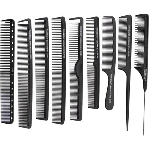 Professional Hair Cricket Comb Heat Resistant Medium Cutting Carbon Comb Salon Antistatic Barber Styling Brush Tool L06415