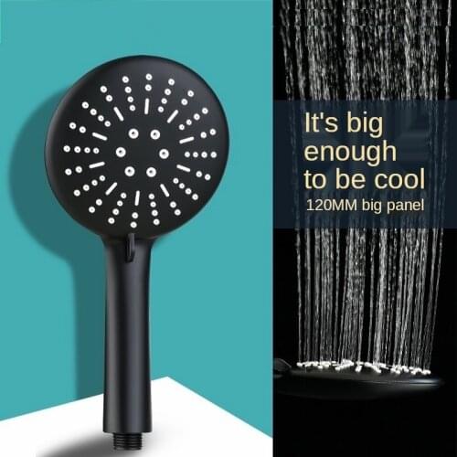 3 Modes Adjustable Black Shower Head High Pressure Water Saving Spray Rainfall Pulse Big Panel Simple Style Bathroom Accessories