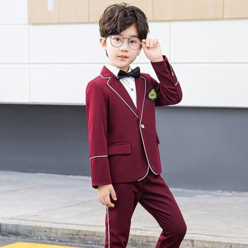 Flower Boys Formal Jacket + Pants 2PCS Wedding Suit School Kids Party Tuxedo Prince Boys Gentlemen Birthday Dress Costume
