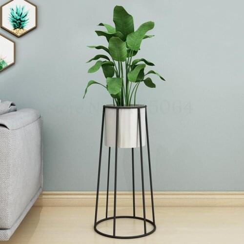 Nordic Flower Frame Wrought Iron Flower Pot Rack Modern Minimalist Flower Pot Indoor Living Room Floor-standing Green Sage
