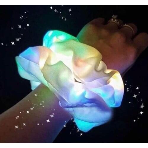 Luminous Scrunchies Hairband Elastic Hair Bands Fashion Ponytail Holder For Women Girls Hair Rope Solid Color Hair Accessories