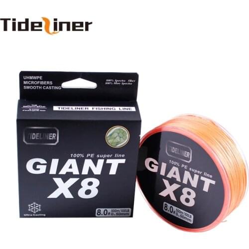 Tideliner PE fishing line 8 strands super Strong braided fishing line 500m Braided Wire 100lb Technology Multifilament PE Line