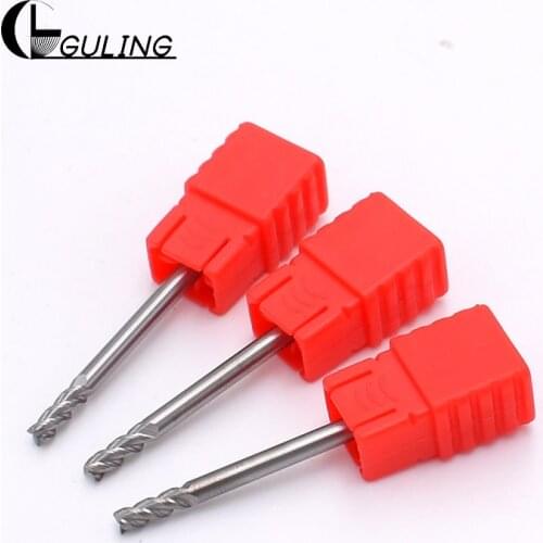 GULING 55° solid tungsten carbide end mill for aluminum 3 flutes square end mills HRC55 1MM 1.5MM 2MM